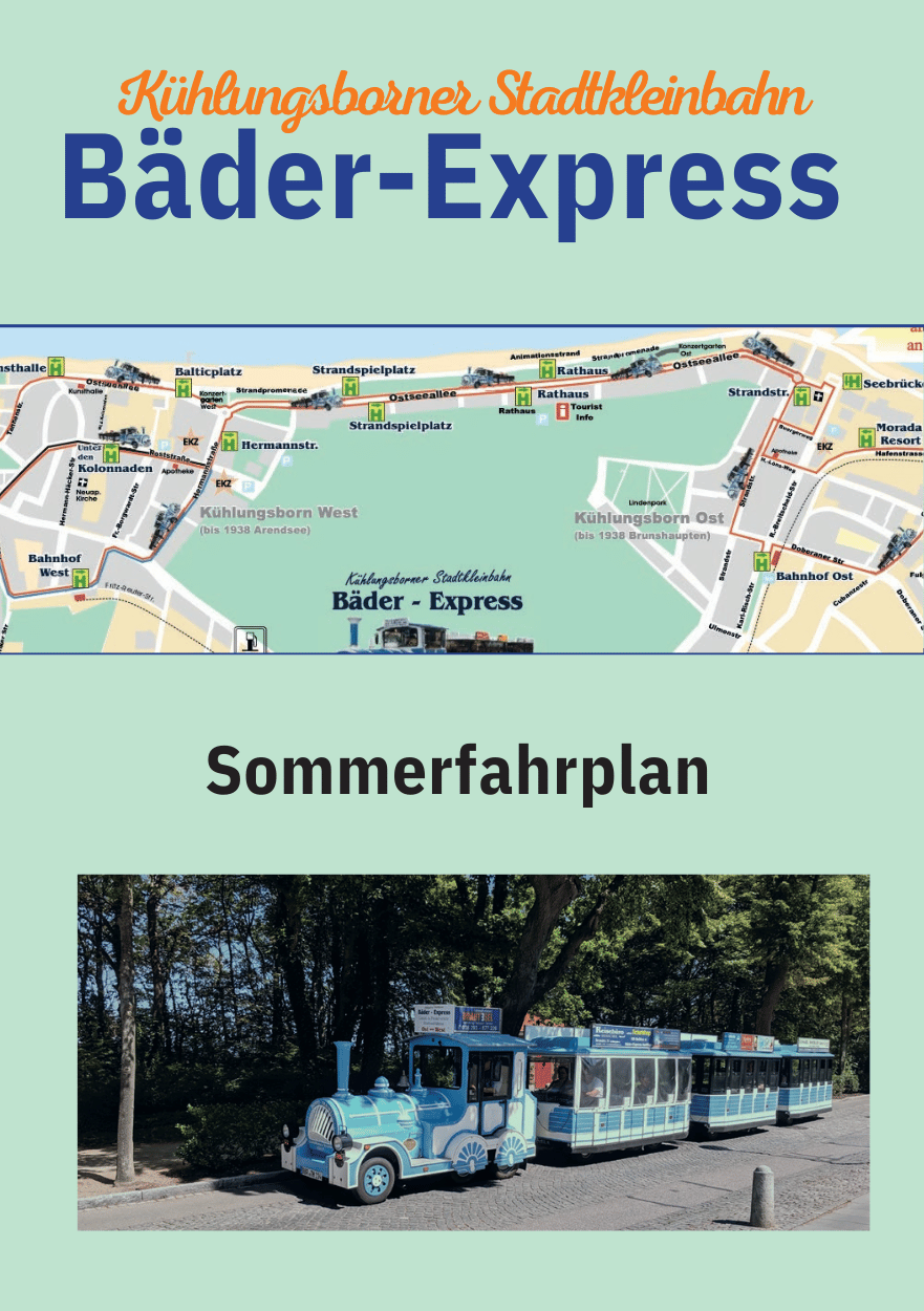 Deckblatt Bäder Express Fahrplan Sommer